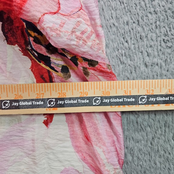 NEW John Mark Shirt Top Women 3X Button Up Large Floral Print Pink Red - Picture 10 of 12